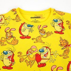 Ren & Stimpy Nickelodeon All Over Graphic Shirt MD